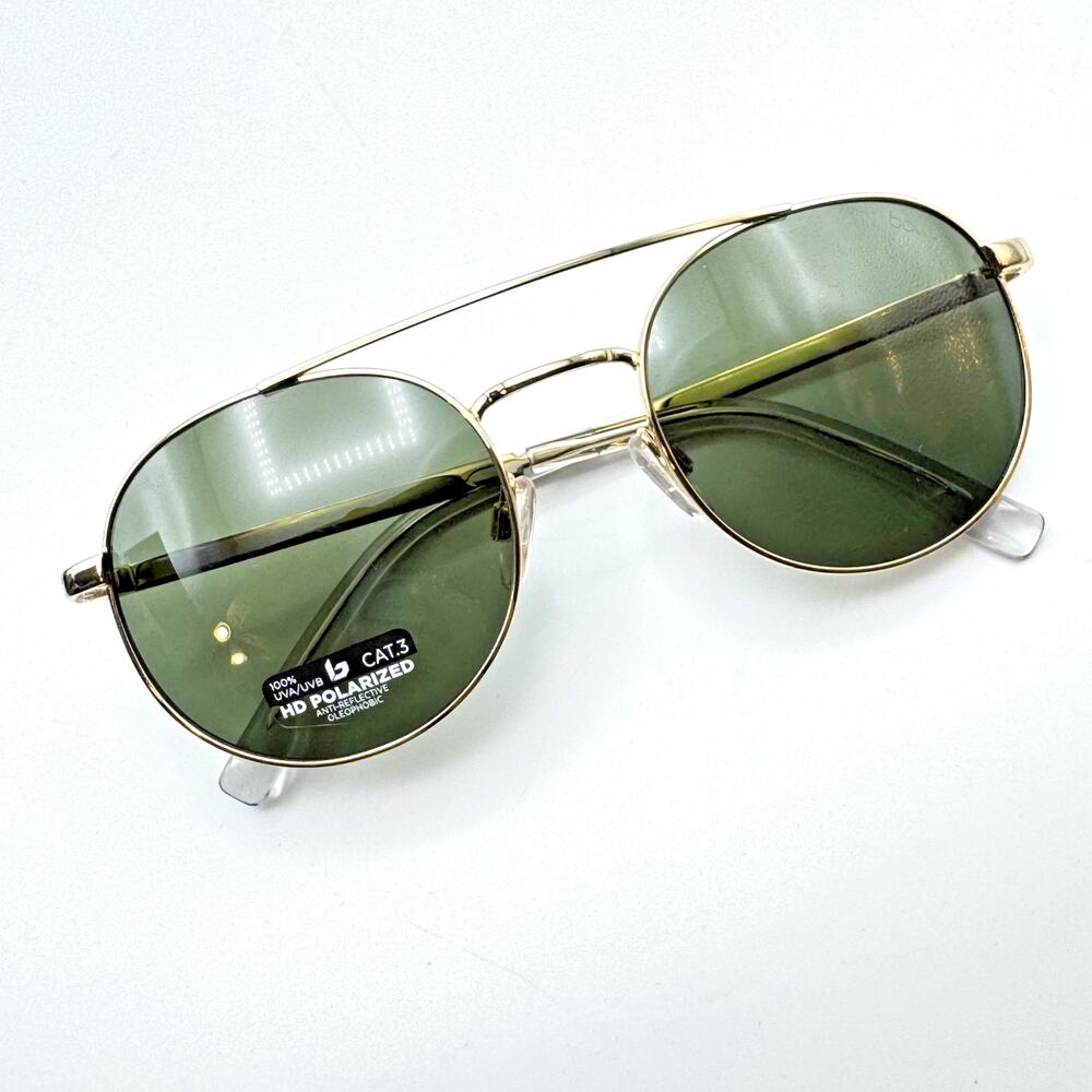 Bolle Sunglasses OVA 12585 IB Gold Round Frame Gray Polarized Lens 54-20-135 New